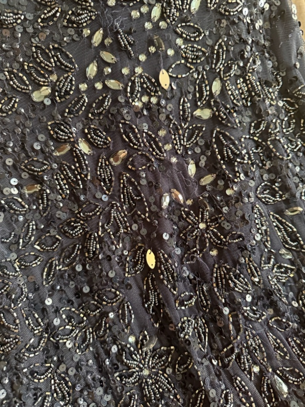 Adrianna Papell Navy Beaded Cap-Sleeve Maxi Dress - Picture 4 of 4